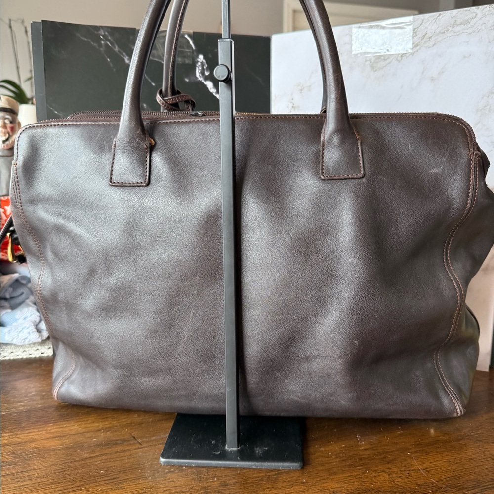 CHANEL Dark Brown Leather Duffel Bag - Picture 4 of 9